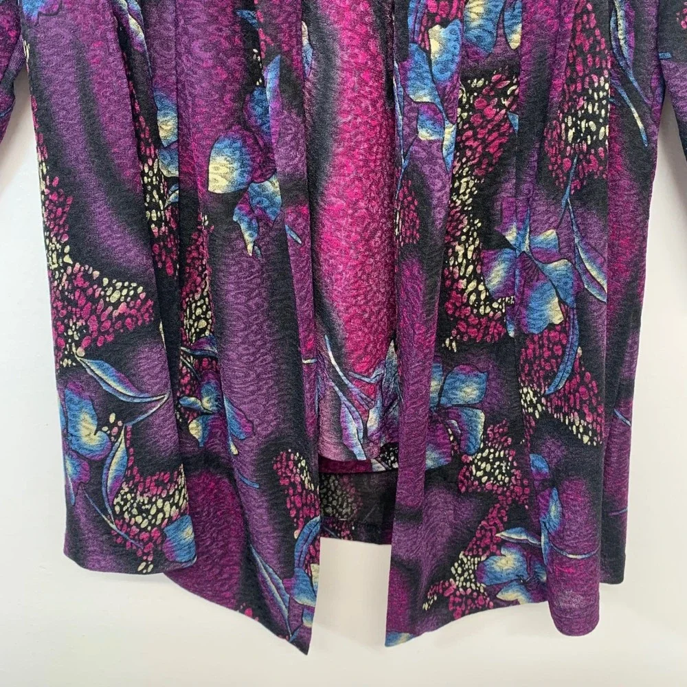 Magic Scarf Artsy Dark Purple  Floral Cardigan Set One Size Fits S-L Lagenlook